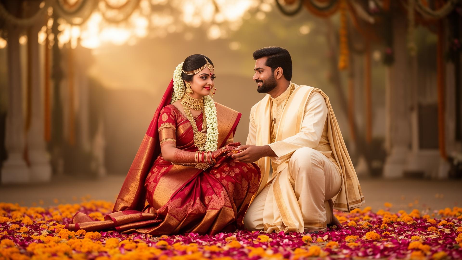 Traditional Telugu wedding couple